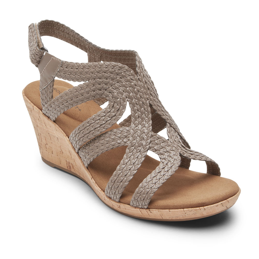 Sandalias Rockport Mujer Mexico - Briah Braided Grises - HPVER4807